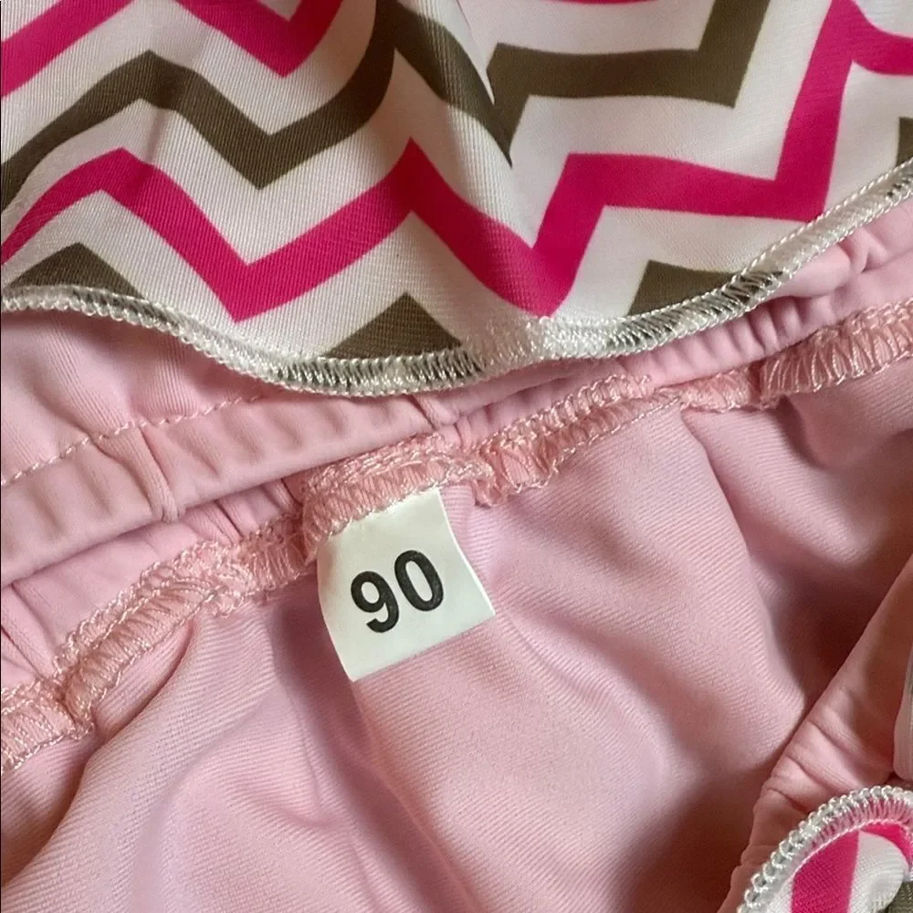 12/18 Months Pink Chevron Ruffle Bikini Set
